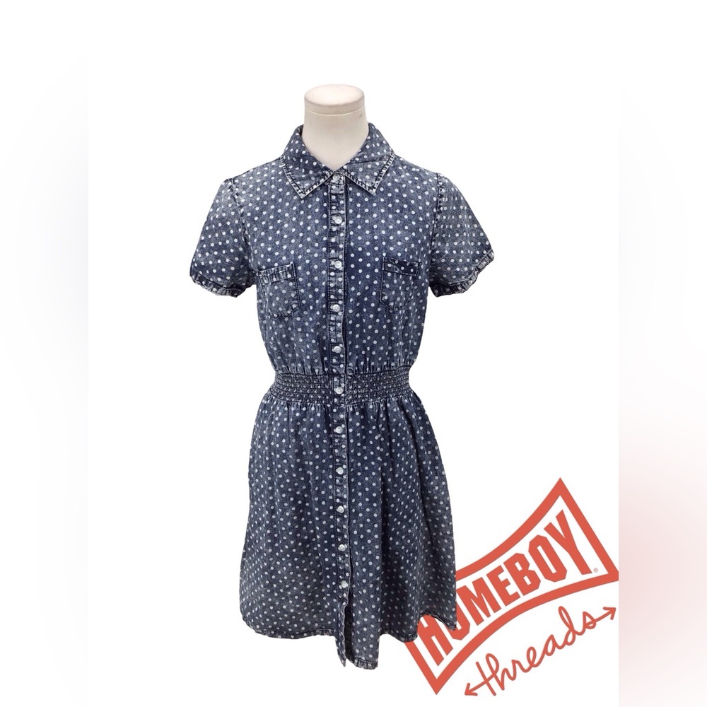 Mossimo Supply Co. Denim Polka Dot Shirt size medium